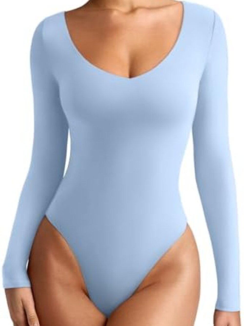 Women's Long Sleeve Light Blue Bodysuit - Size: XXL